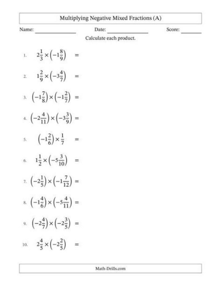 Negative mixed fractions