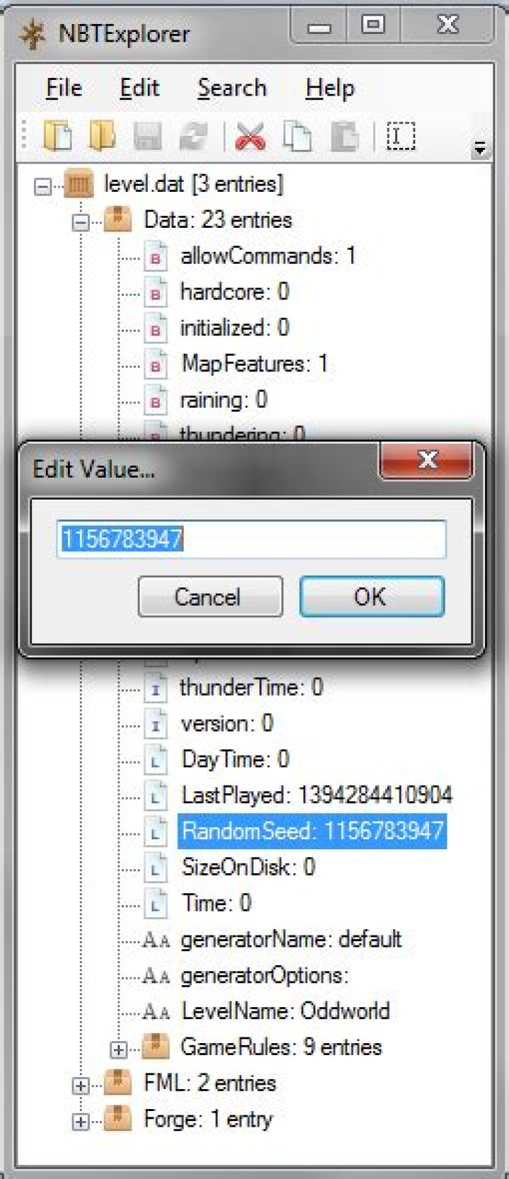 Recover a minecraft seed