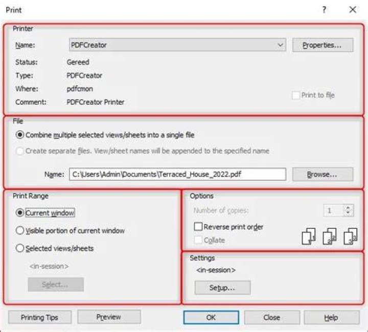 set title for PDF export in Office 2016